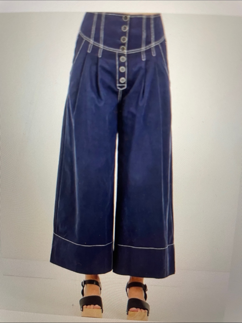 Ulla Johnson midnight blue wide leg cropped pant sz 2